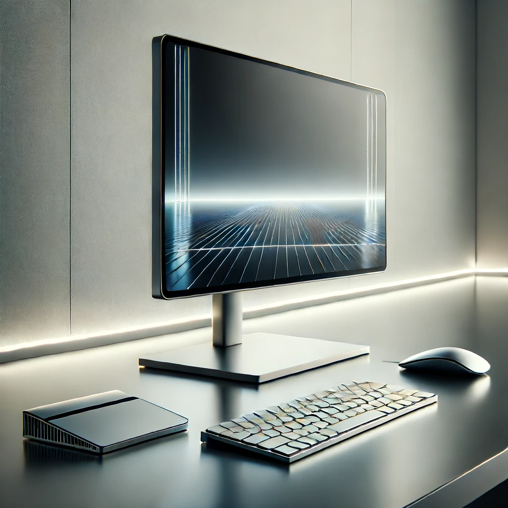 Un ordinateur moderne et futuriste avec un design minimaliste.